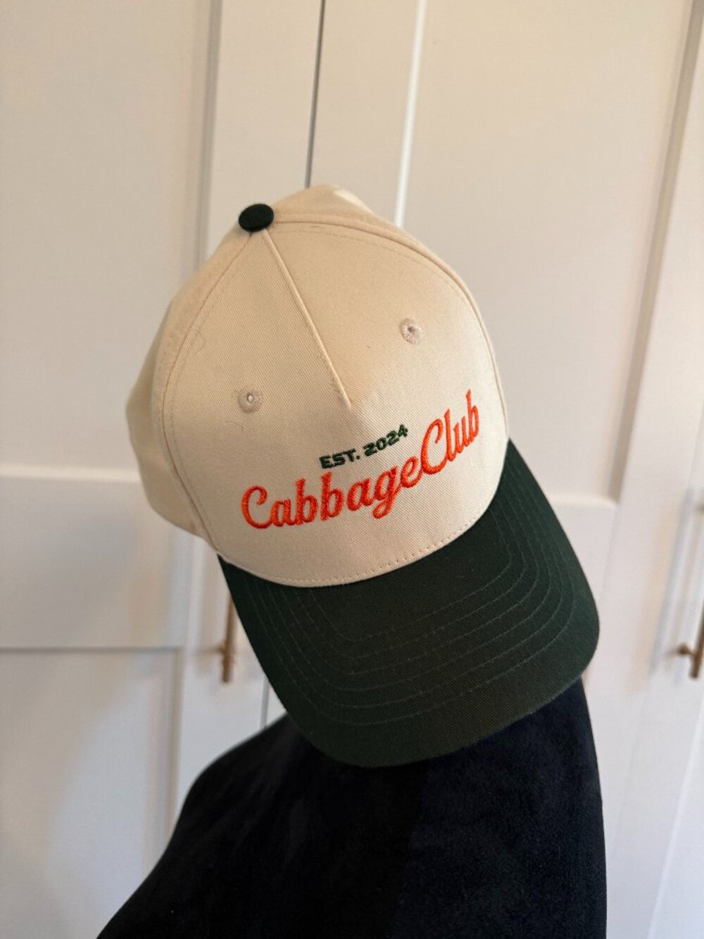 Hipolic Cabbage Club Embroidered Snapback Hat - Two-Tone Cream & Green
